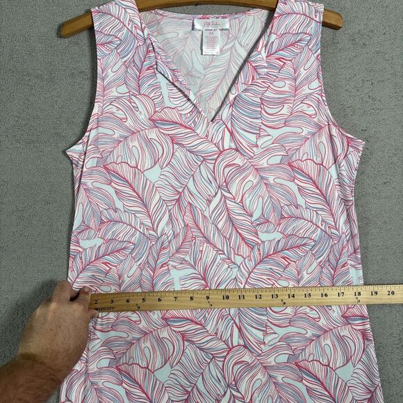 Stella Parker Size M Maxi Dress Jersey Knit Lightweight‎ Pink Blue Coral Resort - Picture 8 of 13